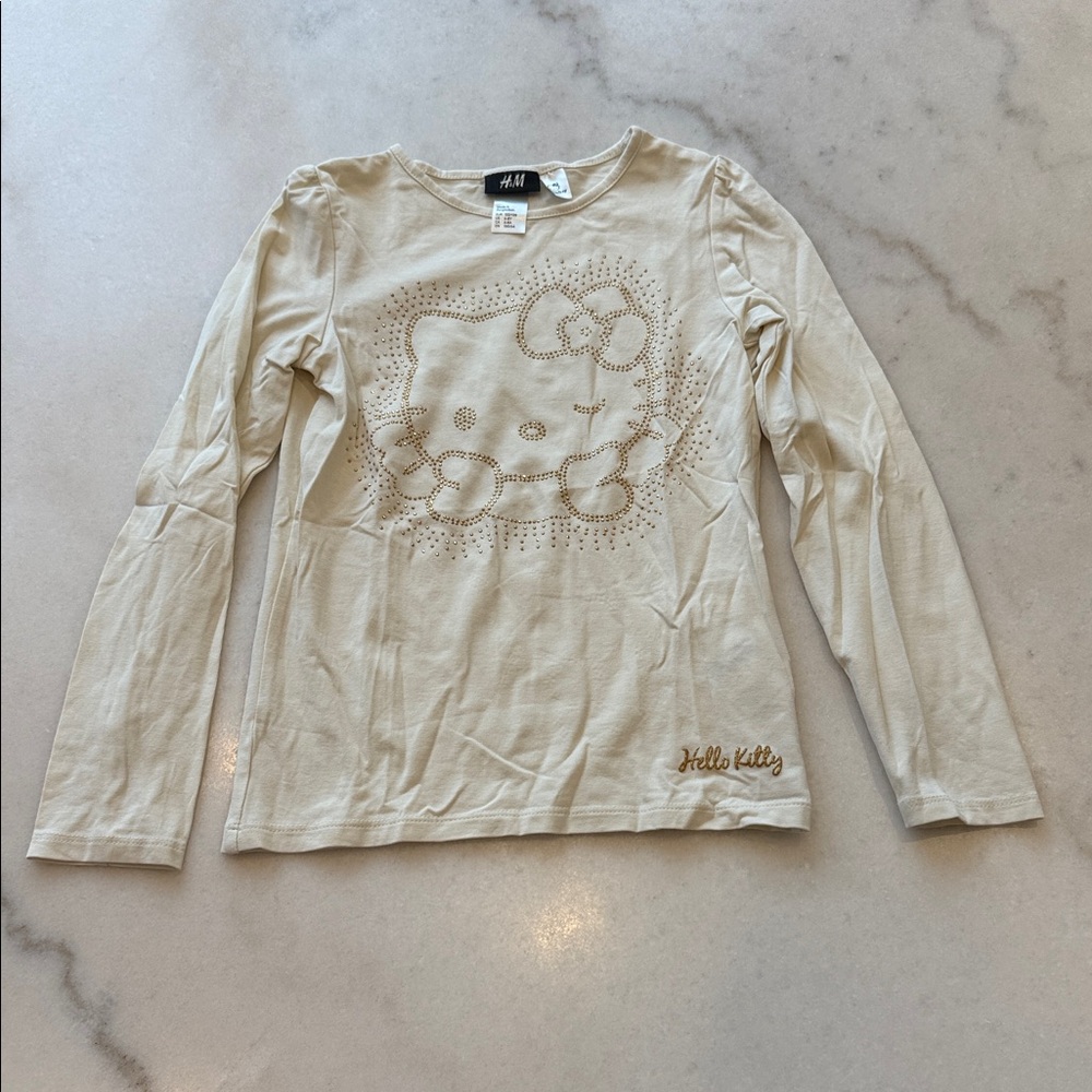H&M Beige Hello Kitty gold studded  Long Sleeve Tee